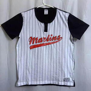 MLB x Pink Victoria's Secret Miami Marlins Pinstripe T-Shirt Women's Large L